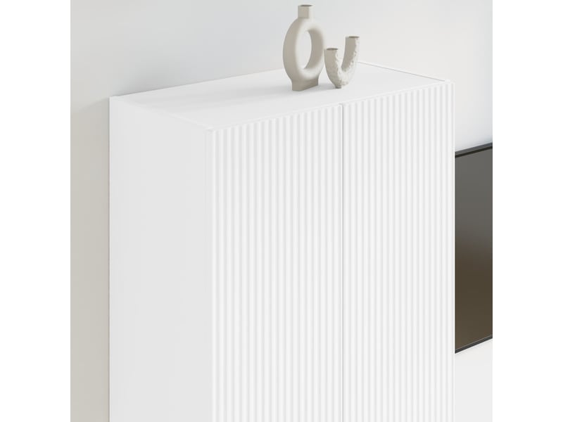  Meuble tv - banc tv - meuble de rangement mural 59,5 x 31 x 100 cm blanc bois d'ingénierie  - Conforama D