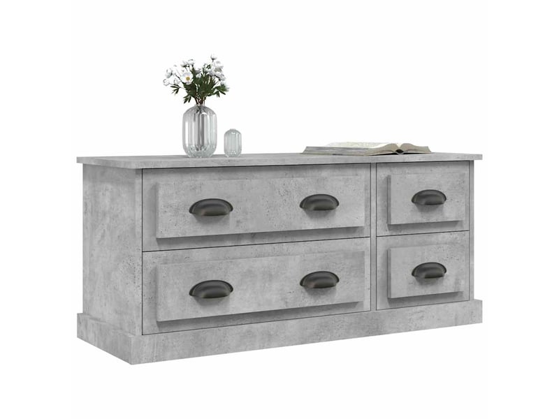  Meuble tv - banc tv - meuble de rangement gris béton 100x35,5x45 cm bois d'ingénierie  - Conforama D