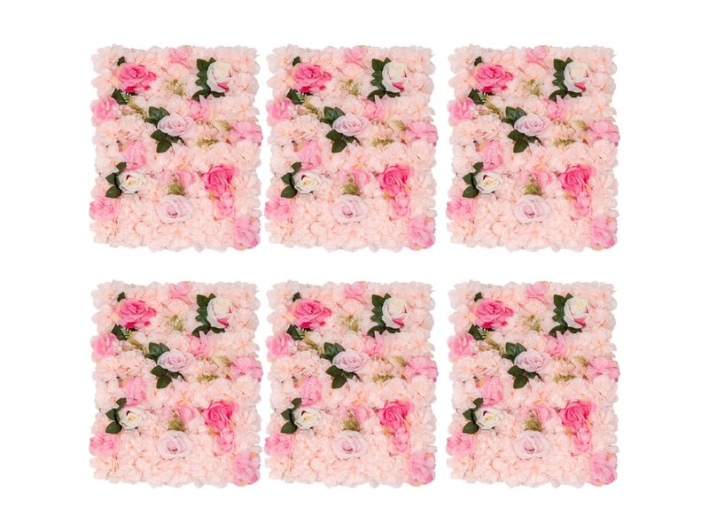 Lot de 6 panneaux muraux de fleurs artificielles, mur de fleurs artificiel, fond décoratif pour maison, mariage, cérémonie et fête - 40x60 cm - Conforama A