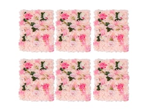 Lot de 6 panneaux muraux de fleurs artificielles, mur de fleurs artificiel, fond décoratif pour maison, mariage, cérémonie et fête - 40x60 cm