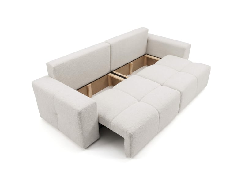  Celine - canapé droit 3 places convertible en bouclette  - Conforama D