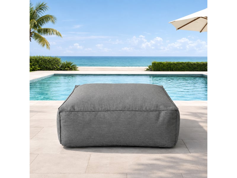  Pouf d’extérieur gris tissu déperlant – 85x85x30 cm praiano  - Conforama D