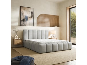 Lit coffre 200x200 cm <strong>MASSENO</strong>  <strong></strong> coloris gris