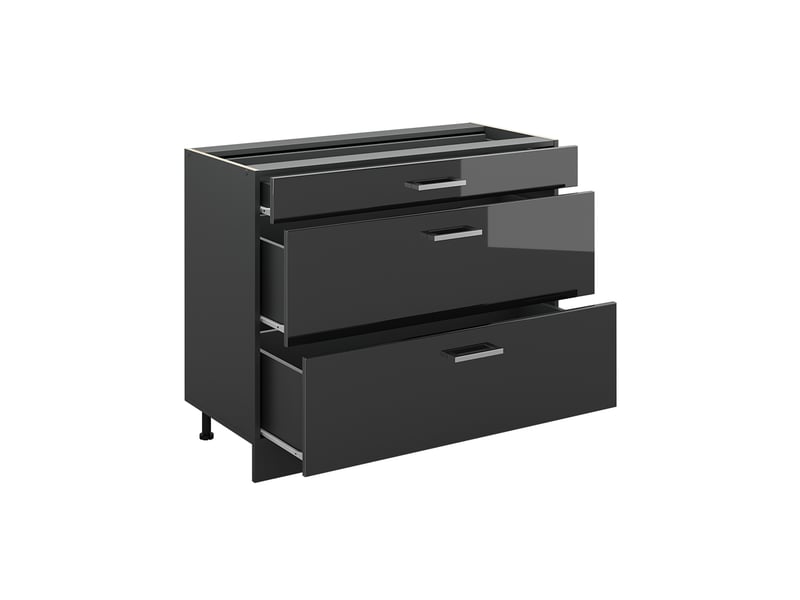  Vicco meuble cuisine, anthracite haute brillanceanthracite, 100cm plan de travail chêne doré  - Conforama C