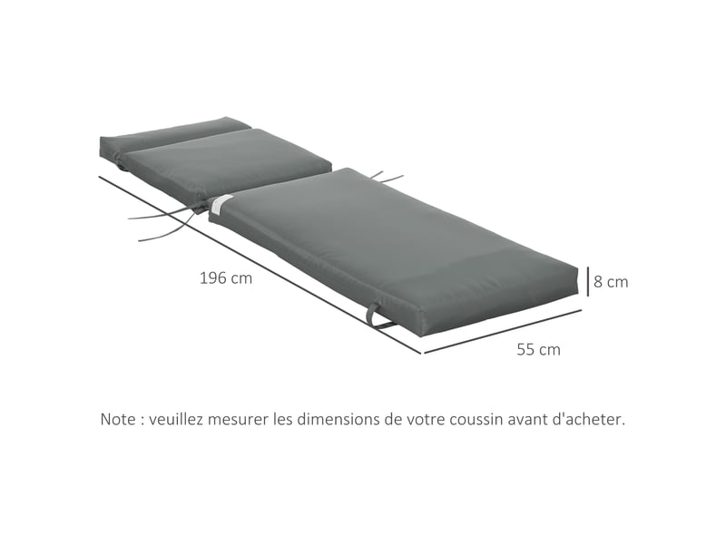  Lot de 2 matelas pour chaise longue transat bain de soleil avec sangles d'attache pour jardin matelas  - Conforama E