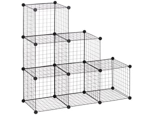 Étagère cubique en métal, meuble de rangement modulable pour vêtements, livres, jouets, flexible, 109 cm (l) x 37 cm (l) x 109 cm (h), noir