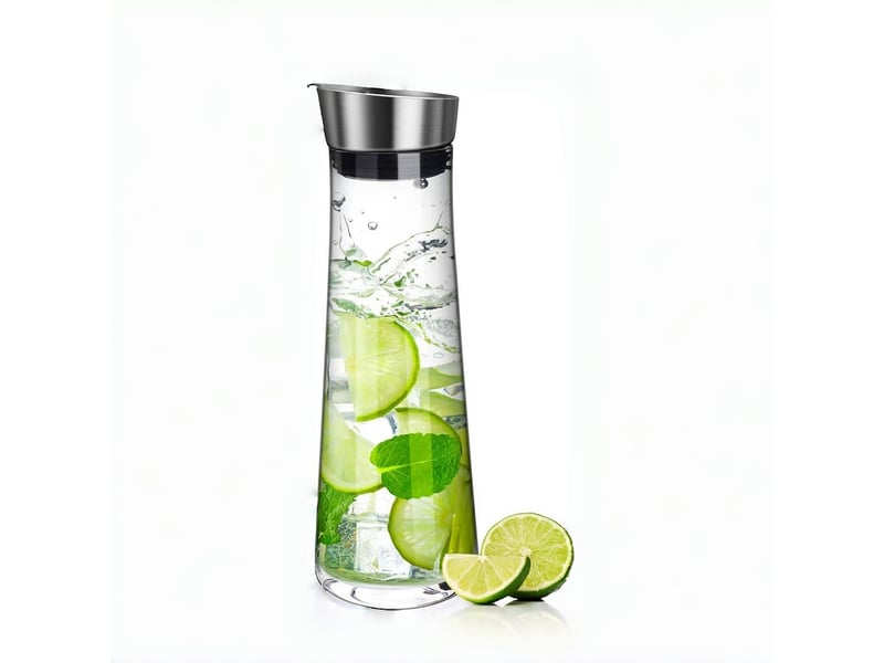  Carafe en verre,carafe en verre anti-carafe en verre de 1 litre avec couvercle à clapet en acier inoxydable  - Conforama A
