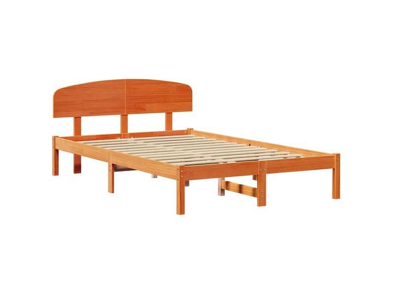  Lit double- lit adulte -  cadre de lit avec tête de lit brun  135 x 190 cm pin massif  - Conforama C