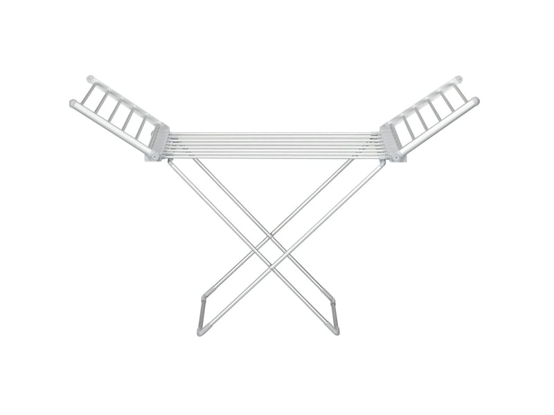  Étendoir à linge chauffant tcqpz pliable 144 x 53 x 91 cm aluminium argenté 230 w  - Conforama A