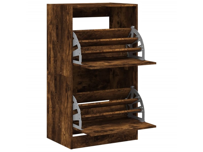  Meuble à chaussure | armoire à chaussures 2 tiroirs rabattables chêne fumé shl7847  - Conforama E