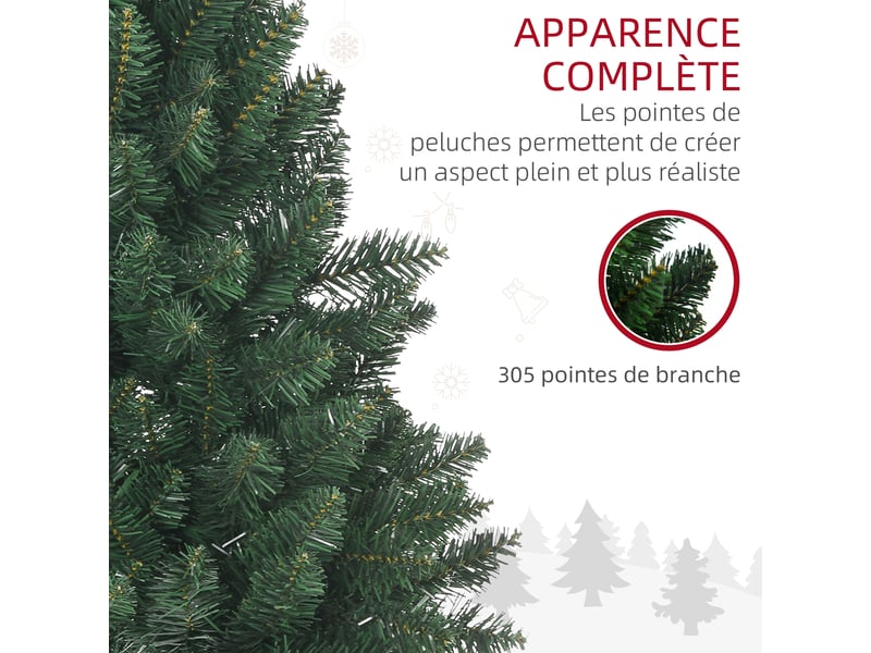  Sapin de noël artificiel 305 branches avec pied croix acier amovible ø 85 x 120h cm vert  - Conforama E