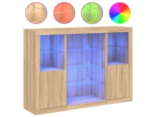 Buffets avec lumières led 3 pcs - bahut - meuble de rangement chêne sonoma bois d'ingénierie