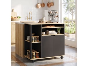 Desserte de cuisine avec 1 armoire à 2 portes, étagère réglable et roulettes freinées, pour cuisine, 80 × 40 × 82 cm