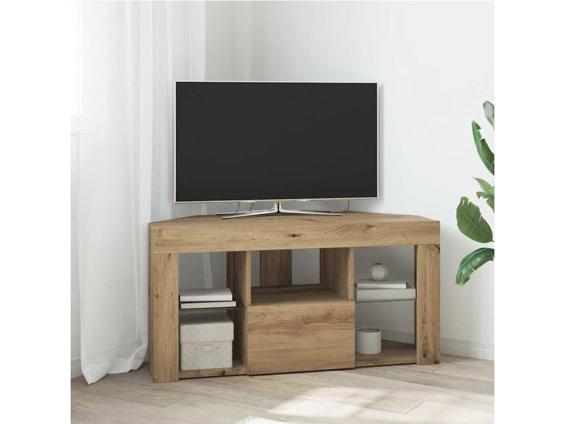  Meuble tv led d'angle 100x40x50 cm chêne artisanal  - Conforama B