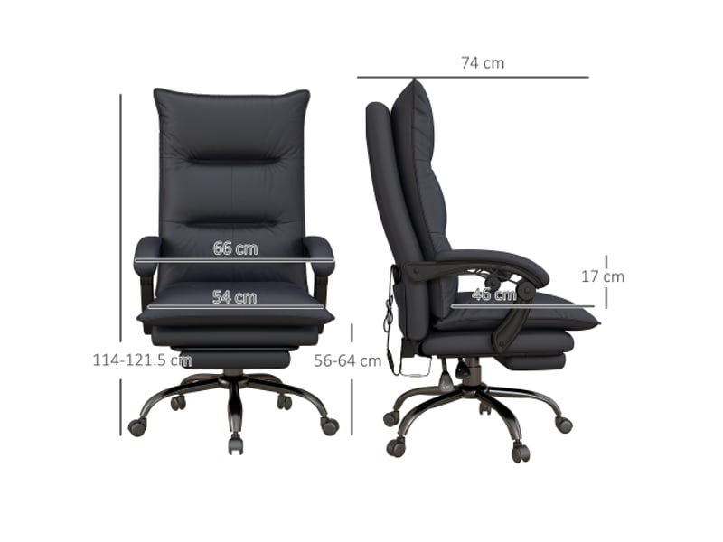  Chaise de bureau massante réglable en hauteur avec repose-pieds, gris foncé, bureau et télétravail  - Conforama C