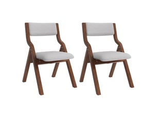 Chaises de salle à manger lot de 2 pliantes et rembourrées  - structure en bois massif, lin - gris