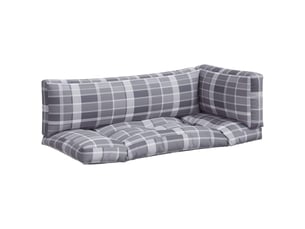 Lot de 3 coussins de palette, coussins de canapé carreaux gris tissu cf59471