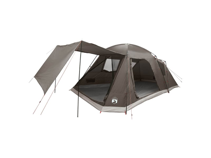  Tente de camping, tente cabane 12 personne marron gris polyester et acier  - Conforama A