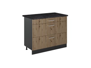 Vicco meuble cuisine, chêne artisananthracite, 100cm plan de travail anthracite