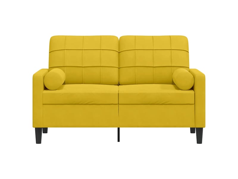 Canapé droit, sofa, canapé 2 places avec oreillers décoratifs jaune 120 cm velours cf19967 - Conforama C