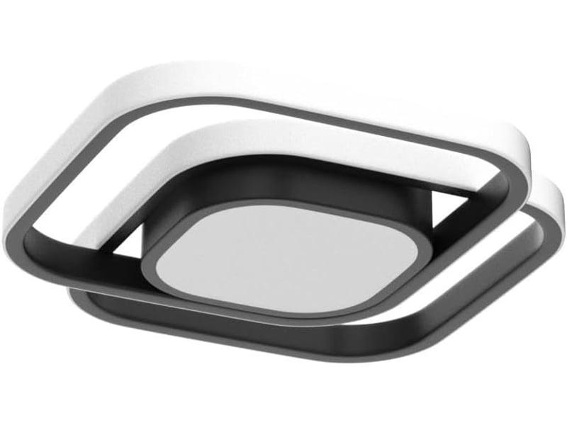  Plafonnier led 24 w, noir, 4000 k, 2000 lm, blanc neutre, carré – convient pour cuisine, balcon, couloir, chambre, sous-sol – ø 30 cm  - Conforama A