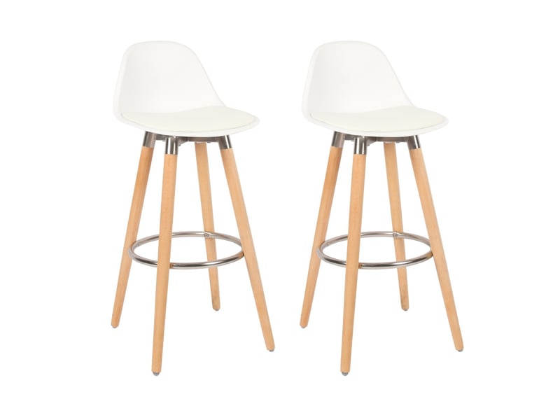 Lot de 2 tabourets de bar blanc bois de hêtre  39,5 x 44 x 91 cm 50765 - Conforama A