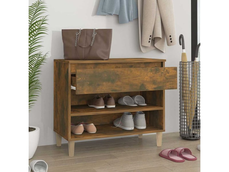  Meuble à chaussure | armoire à chaussures chêne fumé 70x36x60 cm bois d'ingénierie shl9491  - Conforama C