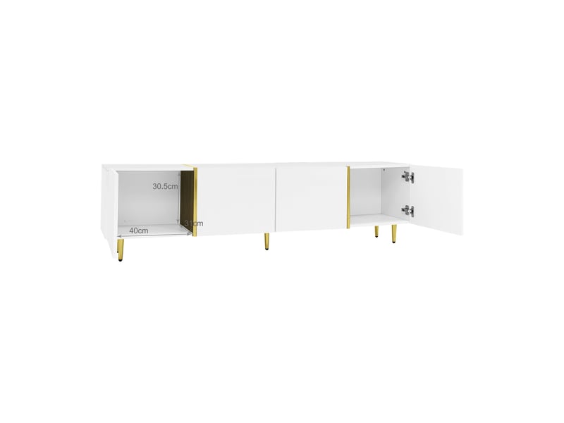  Meuble tv et table basse en mdf blanc laqué avec portes à fermeture douce  - Conforama E