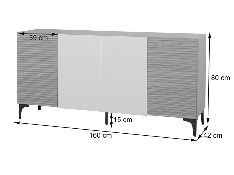  Buffet hwc-q84, commode, portes à structure 3d, compartiments de rangement en mdf mélaminé, 80 x 160 x 42 cm - aspect noyer  - Conforama C