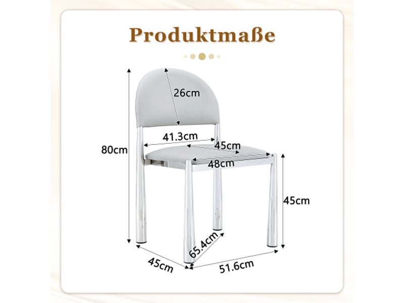  2 chaises de salle à manger modernes - dossier arrondi - assise pu - pieds métal - hauteur 80 cm - sans table  - Conforama C