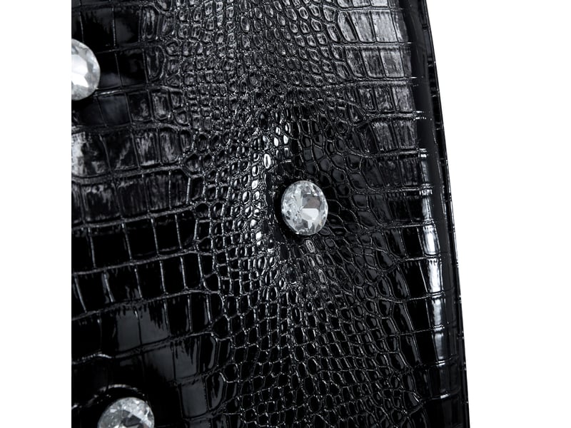  Lot de 4 chaises de salle à manger,61,5x42x101 cm,motif crocodile,pvc,noir  - Conforama E