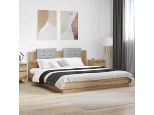 Lit adulte, lit double, cadre de lit avec tête de lit chêne artisanal 200x200cm cf2530