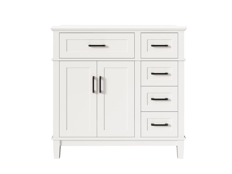  Meuble vasque salle de bain blanc 90 cm avec lavabo céramique intégré, tiroir silencieux et portes doubles  - Conforama A