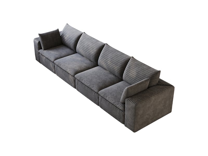  Canapé nuage 340 cm en velours côtelé gris foncé 4 places modulable sans montage  - Conforama A