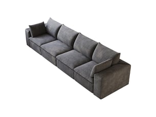 Canapé nuage 340 cm en velours côtelé gris foncé 4 places modulable sans montage