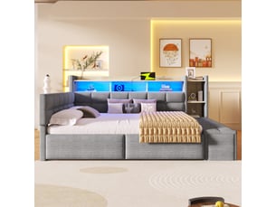 Lit banquette 140x190 cm <strong>ZOVIRA</strong> <strong></strong> coloris gris