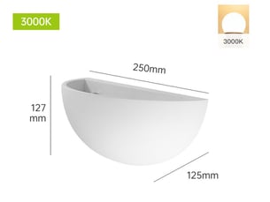 Applique murale semi-circulaire blanc 3000k 25x12.5x12.7cm