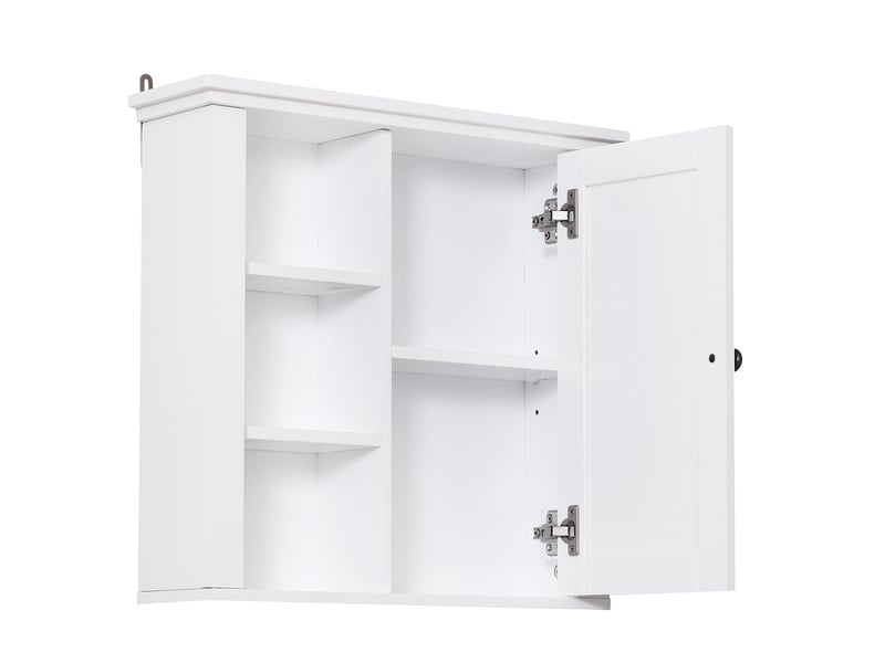  Armoire murale de salle de bain meuble suspendu wc placard 1 porte 3 niches dim. 53l x 14,5l x 50,5h cm en bois blanc  - Conforama B