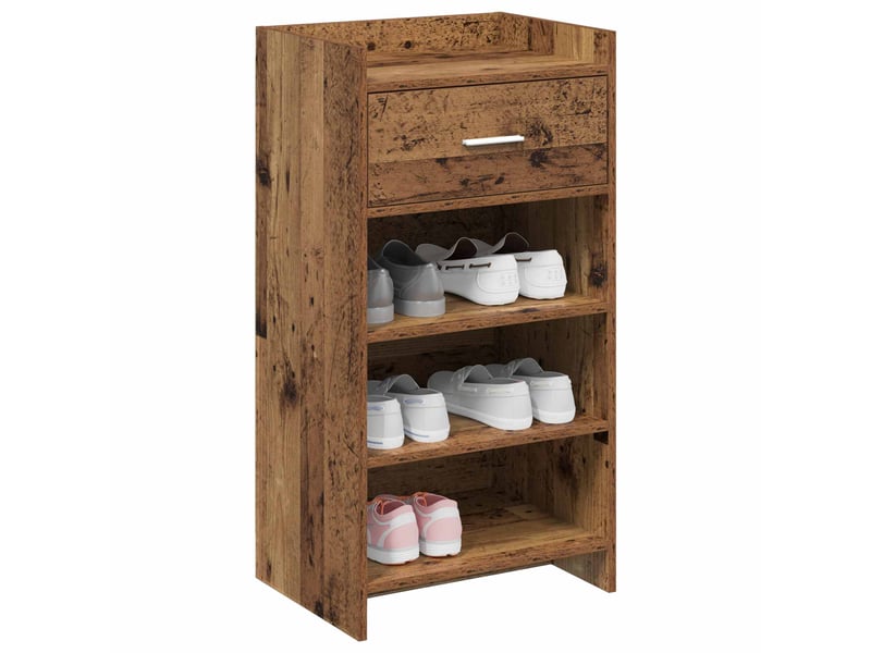  Meuble à chaussure, cabinet à chaussures avec tiroir bois ancien 48x36x92 cm  - Conforama C