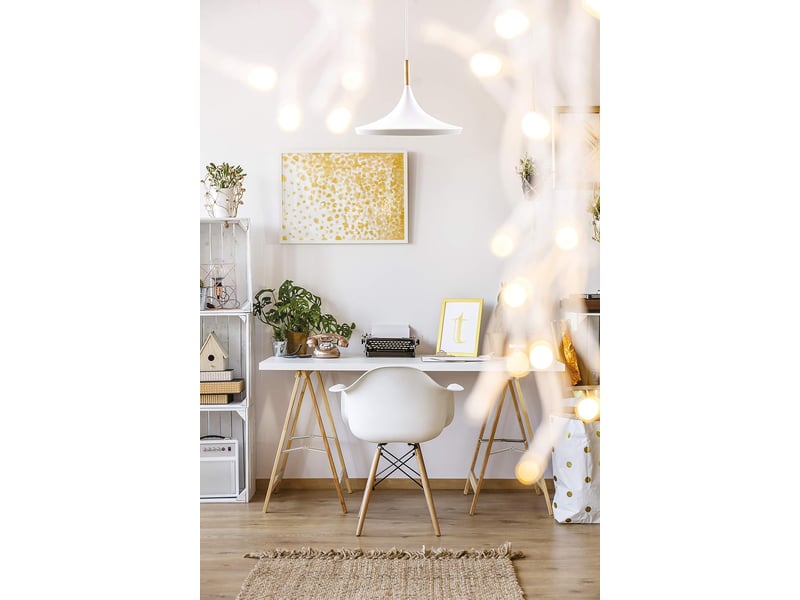  Suspension en métal et bois 40w – blanc naturel, ø36 x h30cm  - Conforama C