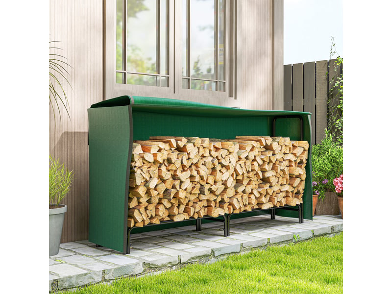 Porte-bûches extérieur avec housse imperméable, capacité 0,6 m³, charge 200 kg - Conforama D