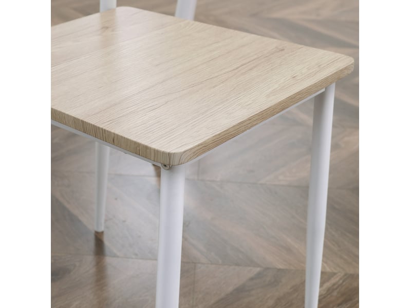 Ensemble table et chaises 3 pièces 70x70x76 cm 1 table + 2 chaises mdf + métal naturel et blanc  - Conforama C
