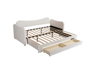 Lit avec rangement 90x200 cm <strong>ELVMI</strong>  <strong></strong> coloris beige