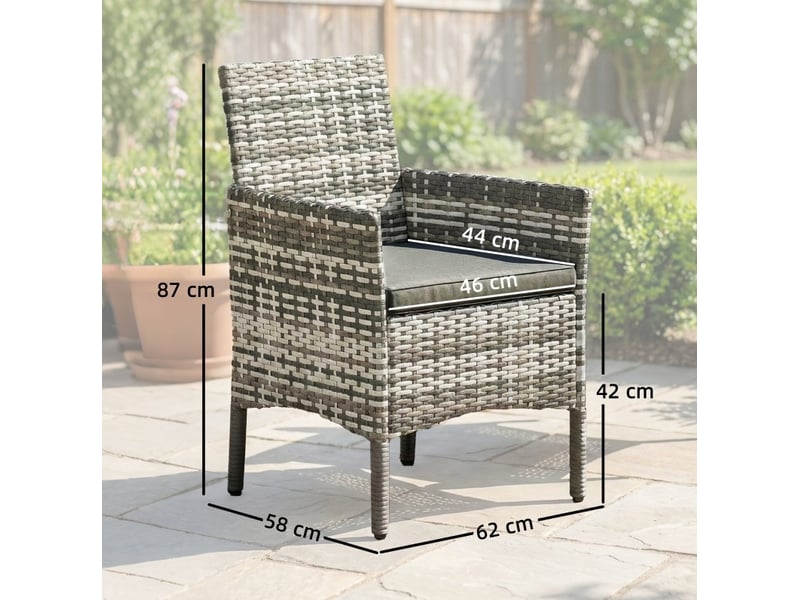 Lot de 2 chaises de jardin en polyrattan gris avec kessons amovibles et cadre en acier - Conforama D