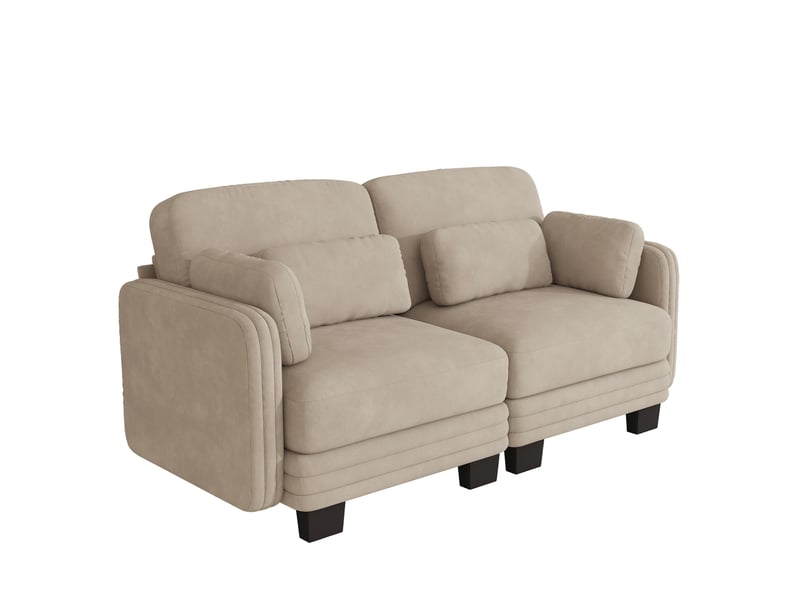  Canapé modulaire 2 places modenvie en chenille marron clair 176 x 88 x 88 cm  - Conforama A