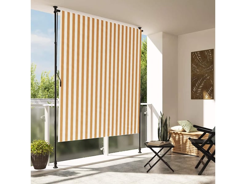  Store enrouleur, store roulant d'extérieur orange et blanc 150x270cm tissu acier cf47436  - Conforama B