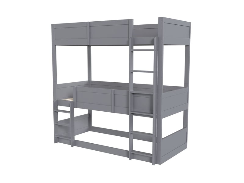  Lit mezzanine 90 x 200 cm bois massif lit simple haie haute gris enfants  - Conforama E
