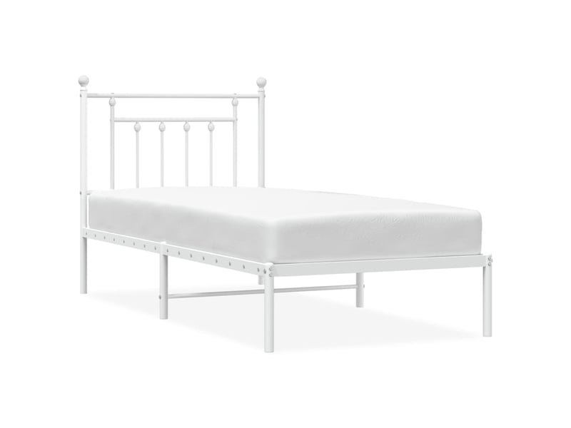  Lit simple- lit adulte -  cadre de lit métal sans matelas avec tête de lit blanc 80x200cm  - Conforama A