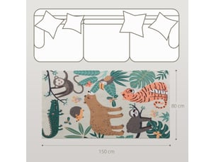 Tapis rectangulaire 150x80 cm – multicolore – motif jungle en polyester doux, antidérapant et facile à entretenir