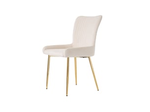 Lot de 4 chaises 58x47x85 cm, salle à manger, velours beige, confort lounge, 4 pieds dorés en métal solides